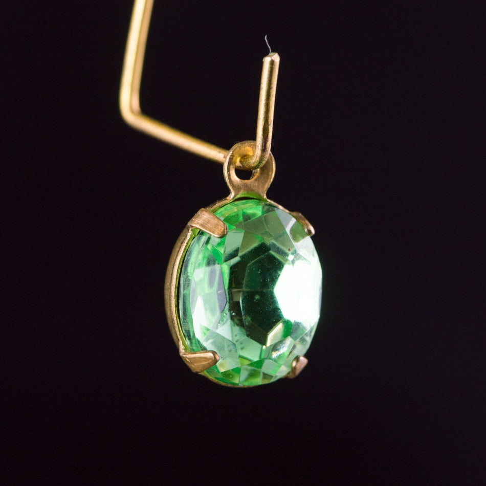Peridot Faceted Glass Oval Stones in 1 Loop Brass Setting 10mmx8mm (4) ovl005X