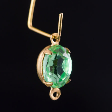 Faceted Peridot Glass Oval Stones in 2 Loop Brass Setting 10mmx8mm (4) ovl005X2