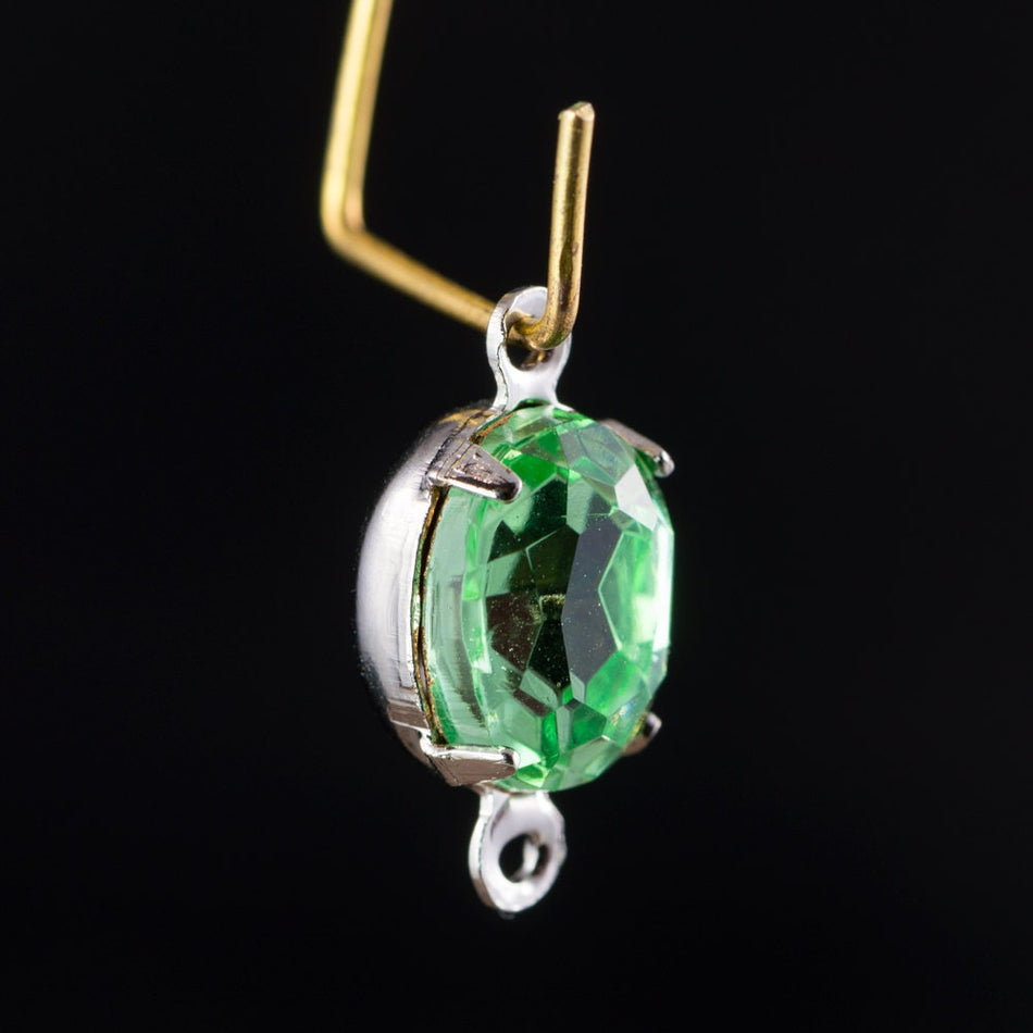 Peridot Oval Stones in 2 Loop Silver Plated Setting 10x8mm (4) ovl006X2