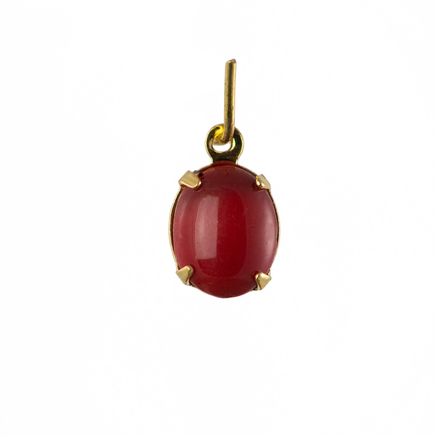 Vintage Opaque Red Oval Stones in 1 Loop Gold Setting 10x8mm (4) ovl018F