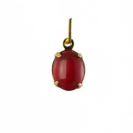 Vintage Opaque Red Oval Stones in 1 Loop Gold Setting 10x8mm (4) ovl018F
