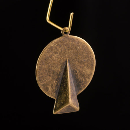 1 Loop Brass Ox Circle with Triangle Drops Charms 27x20mm (6) mtl066E