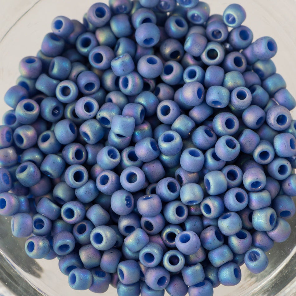 11/0 TOHO ROUND Semi Glazed Rainbow Soft Blue Seed Bead (8g)