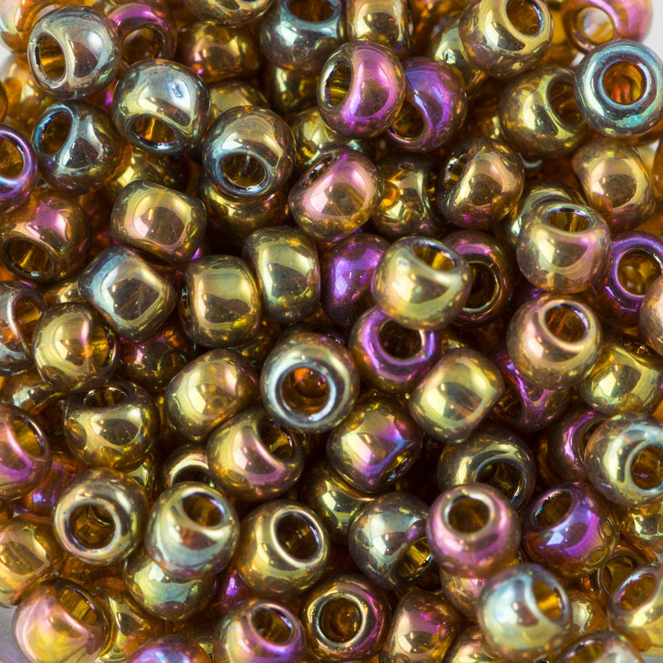 8/0 TOHO ROUND Gold Lustered Dark Topaz Seed Bead (8g)