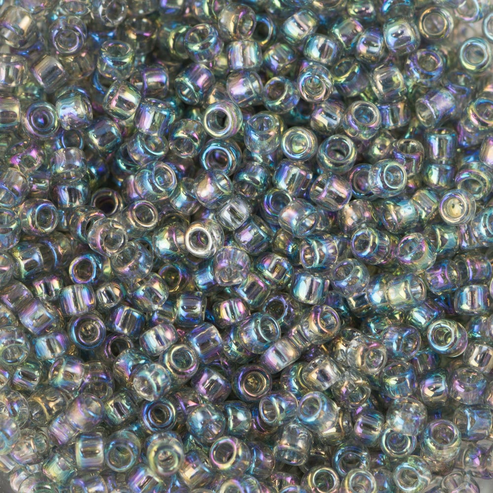 15/0 TOHO ROUND Transparent Rainbow Black Diamond Seed Bead (8g)