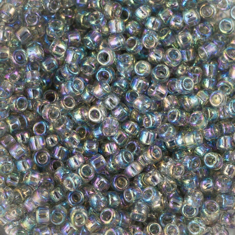 15/0 TOHO ROUND Transparent Rainbow Black Diamond Seed Bead (8g)