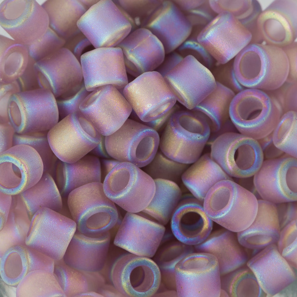 8/0 MIYUKI DELICA Matte Transparent Smoky Amethyst AB Seed Bead (8g)