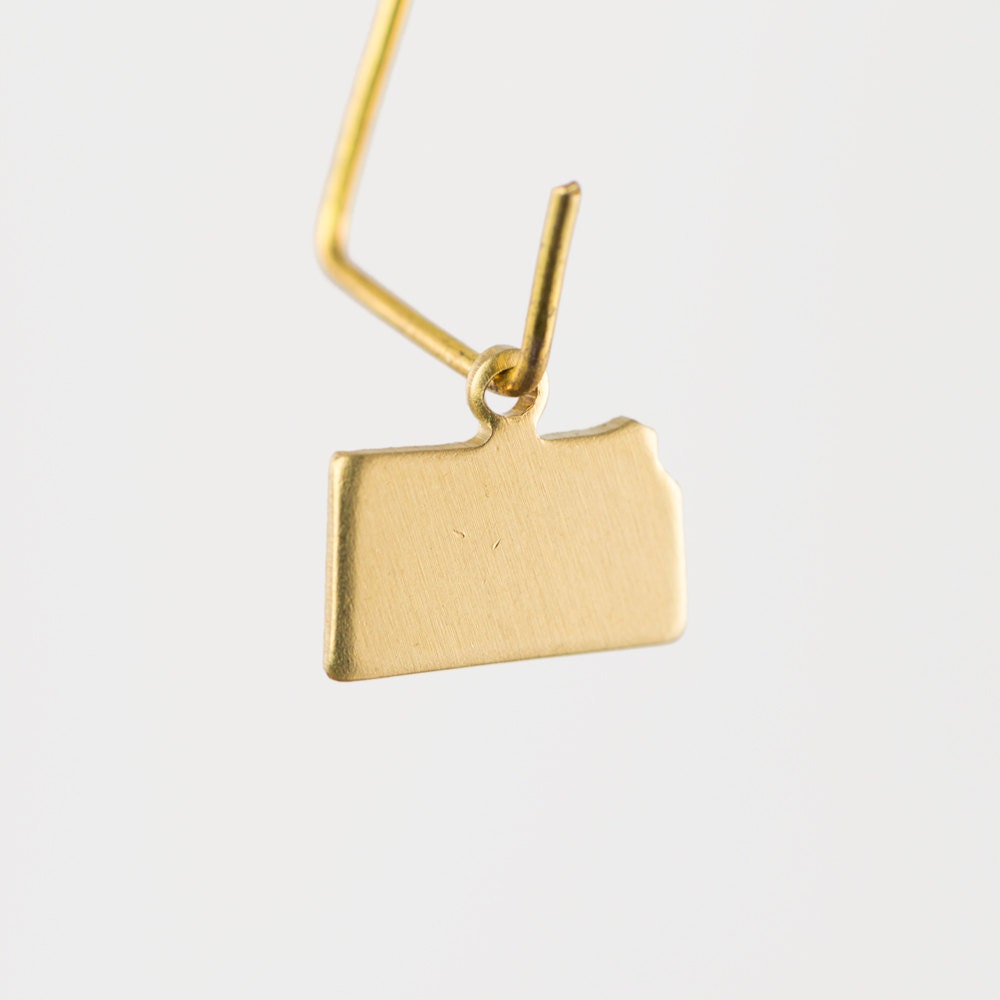 Raw Brass Kansas Blank State Charm Drops 11x9mm (6) chr228AC
