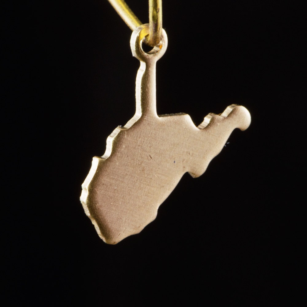 Raw Brass West Virginia Blank State Charm Drops (6) chr228H