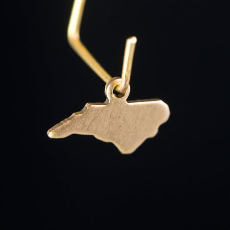 Raw Brass North Carolina Blank State Charm Drops (6) chr228DD