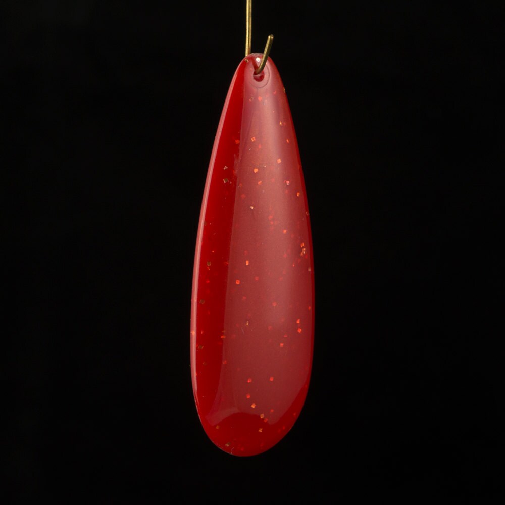 Large Vintage Acrylic Teardrop Pendant Sparkle Rusty Red (2) pnd033H