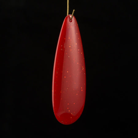 Large Vintage Acrylic Teardrop Pendant Sparkle Rusty Red (2) pnd033H