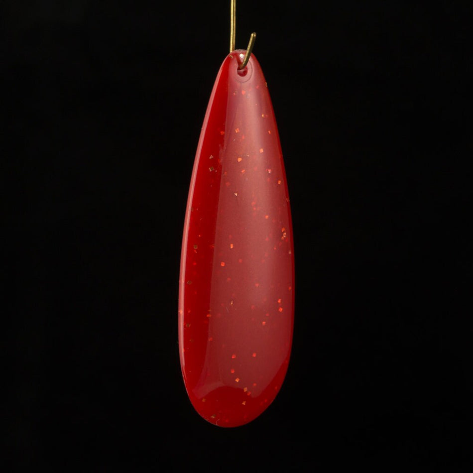 Large Vintage Acrylic Teardrop Pendant Sparkle Rusty Red (2) pnd033H