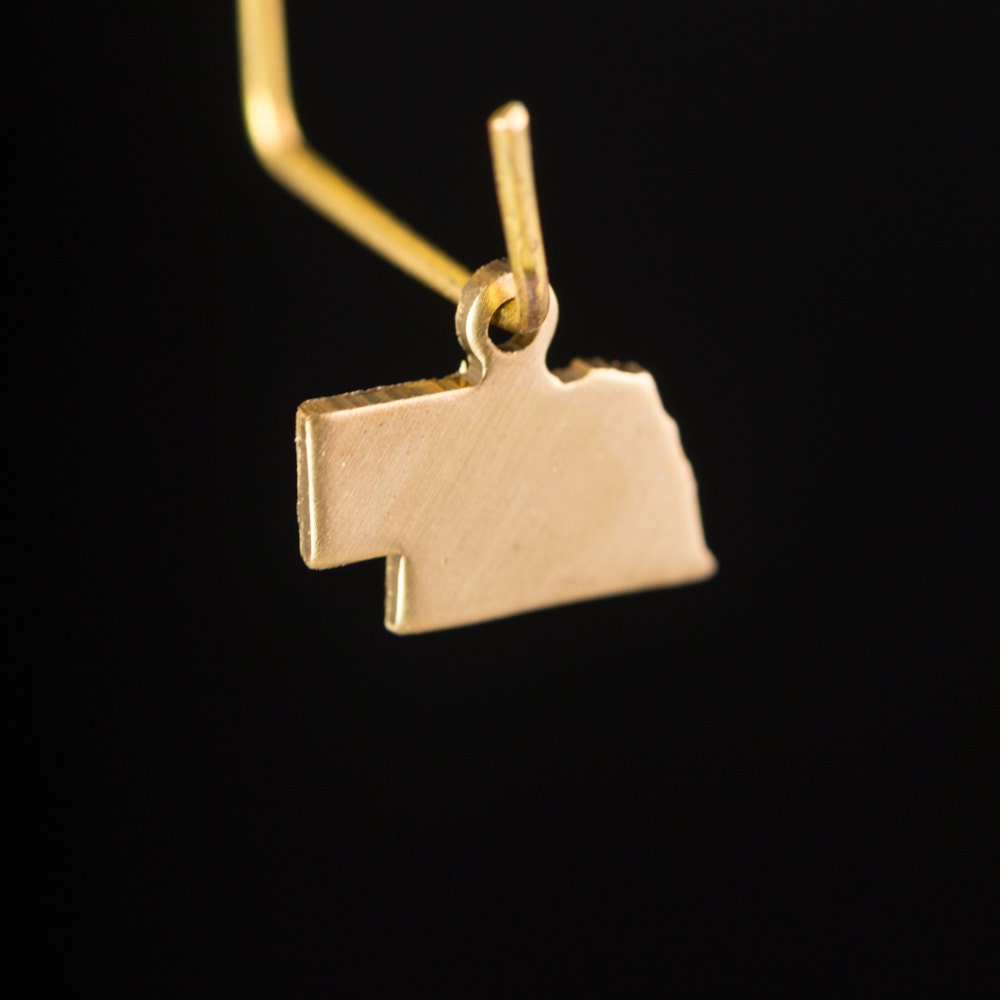 Raw Brass Nebraska Blank State Charm Drops 13x9mm (6) chr228TT