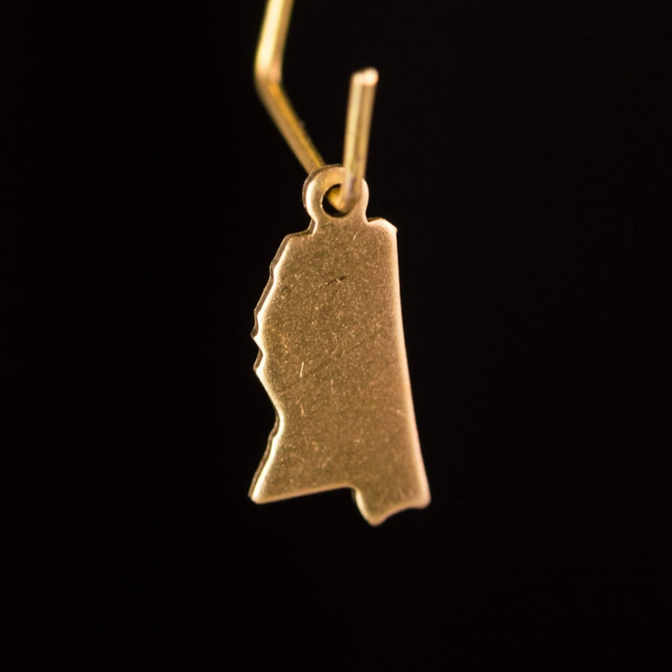 Raw Brass Mississippi Blank State Charm Drops 15x7mm (6) chr228XX