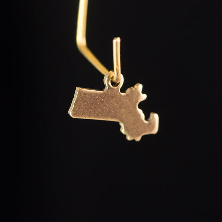 Raw Brass Massachusetts Blank State Charm Drops (6) chr228B