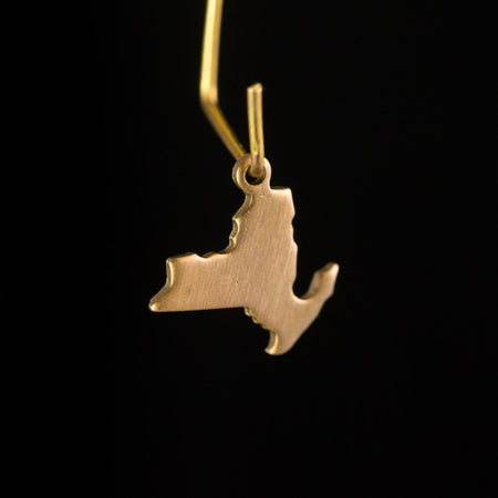 Raw Brass New York Blank State Charm Drops (6) chr228C