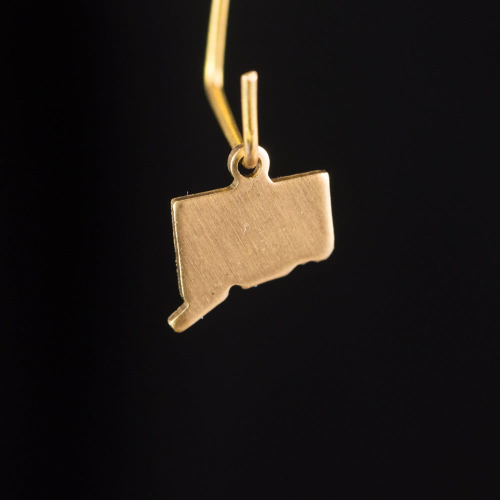 Raw Brass Connecticut Blank State Charm Drops 10x8mm (6) chr228SS