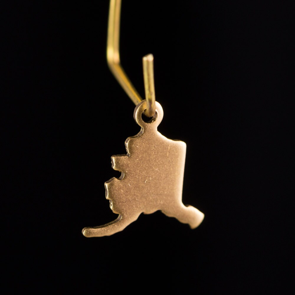 Raw Brass Alaska Blank State Charm Drops (6) chr228U