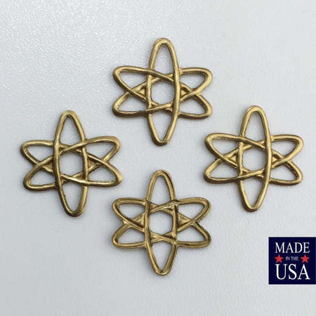 Raw Brass Atomic Star Connector Link Drop Stampings 16mm (8) mtl445A