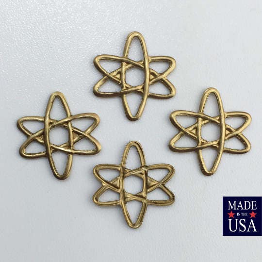 Raw Brass Atomic Star Connector Link Drop Stampings 16mm (8) mtl445A