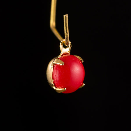 Red Glass Stone 1 Loop Gold Plated Setting Drops 7mm (6)rnd017A