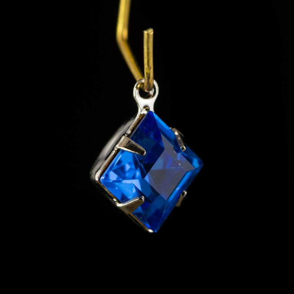 Sapphire Square Glass Stones 1 Loop Silver Setting 8mm squ008RR