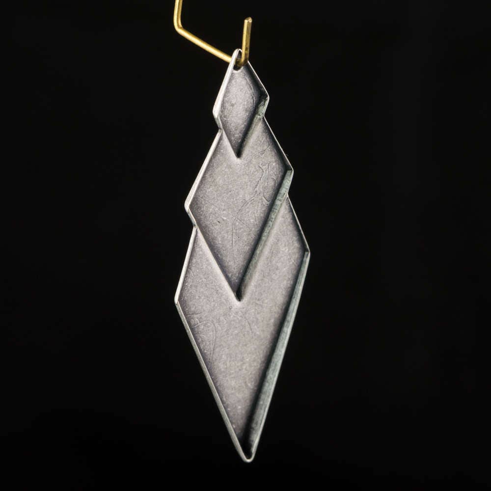 Sterling Silver Ox Layered Look Diamond Pendants (4) mtl419D
