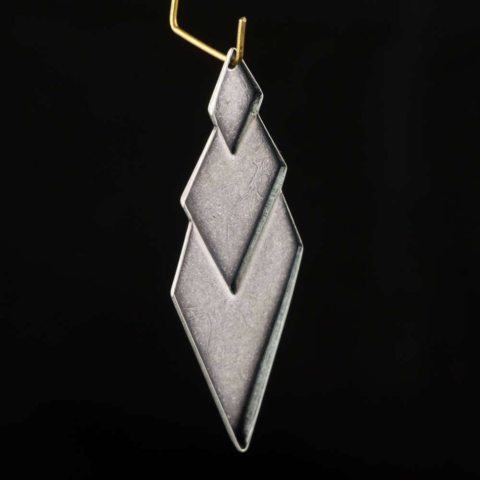 Sterling Silver Ox Layered Look Diamond Pendants (4) mtl419D