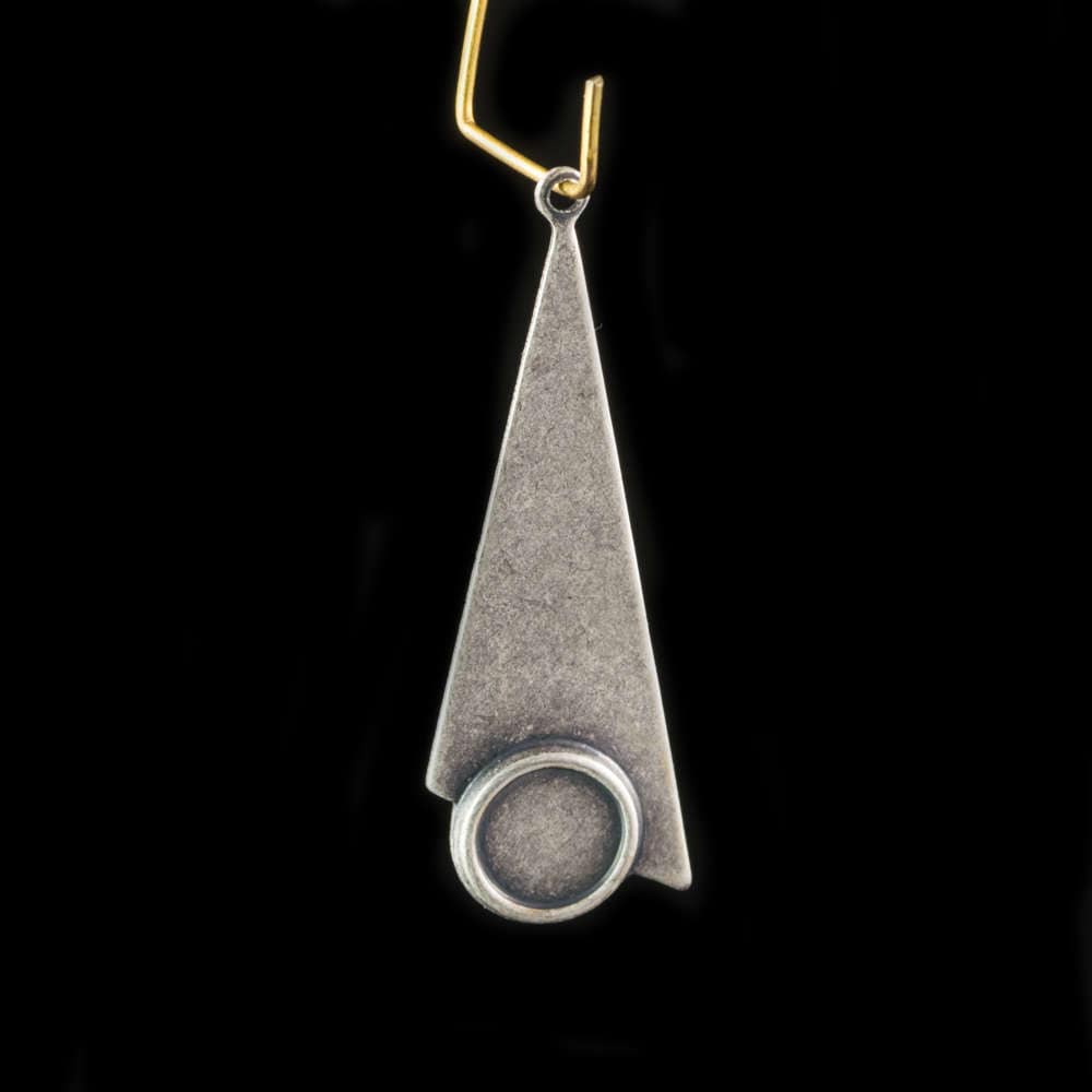 1 Loop Sterling Silver Ox Geometric Triangle Pendants with 7mm Setting 39x15mm (4) mtl066N