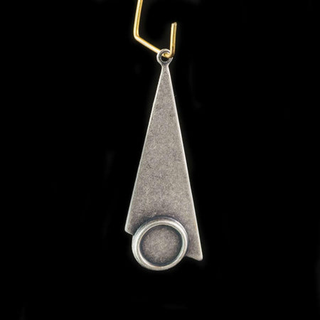 1 Loop Sterling Silver Ox Geometric Triangle Pendants with 7mm Setting 39x15mm (4) mtl066N