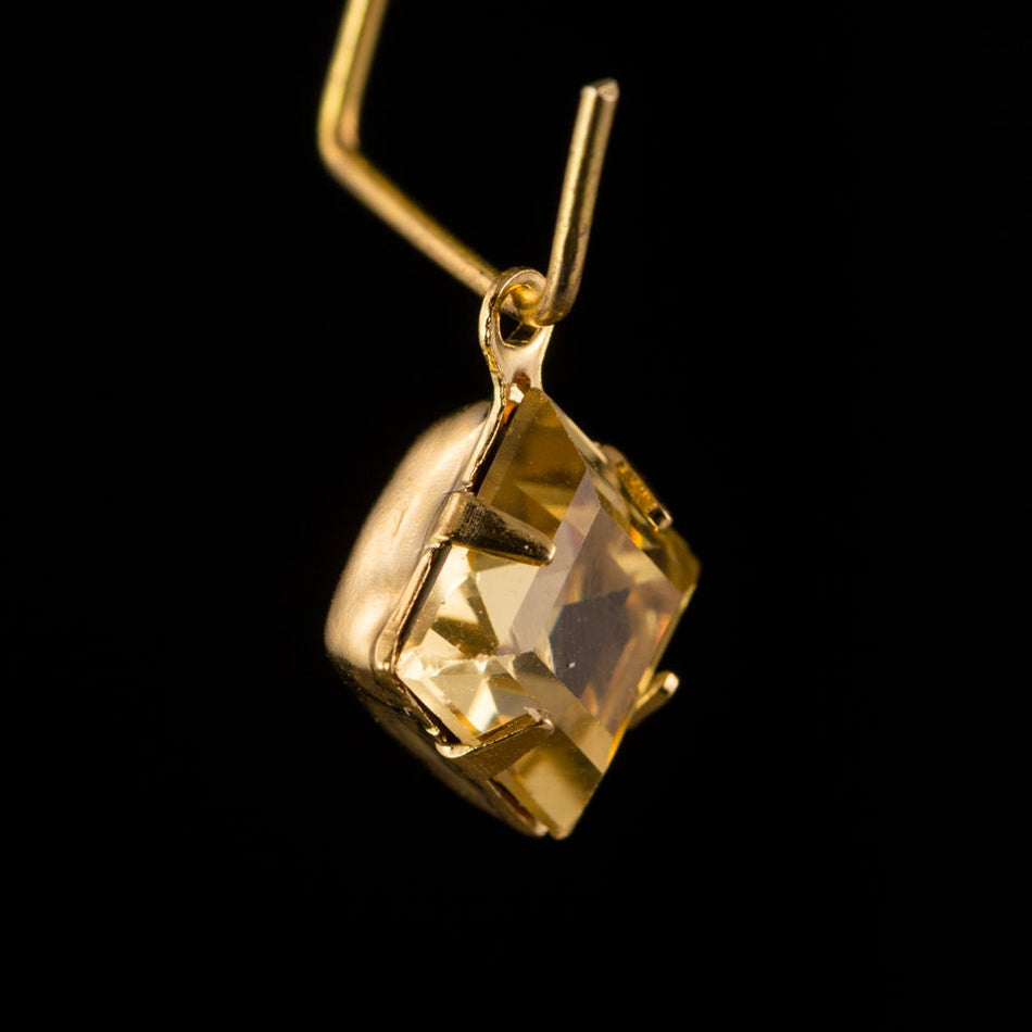 Rauchtopas Square Glass Stones 1 Loop Gold Setting 8mm (6) squ018NN