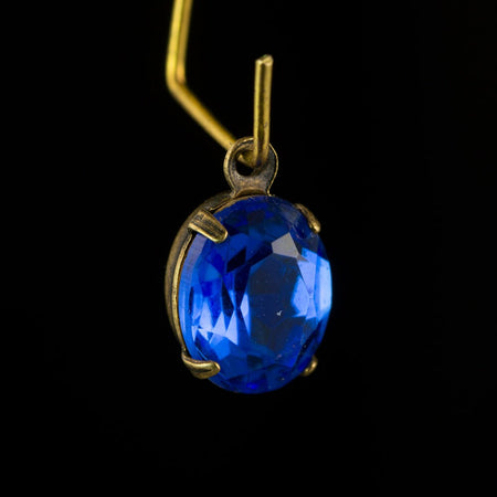 Sapphire Oval Stones in 1 Loop Brass Ox Plated Setting 10x8mm (4) ovl017J