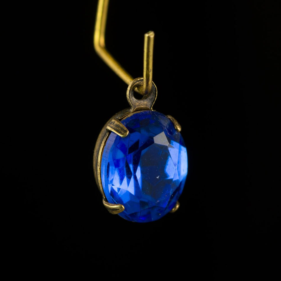 Sapphire Oval Stones in 1 Loop Brass Ox Plated Setting 10x8mm (4) ovl017J