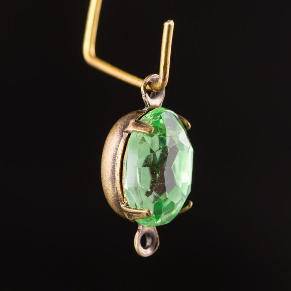 Peridot Oval Stones in 2 Loop Brass Ox Plated Setting 10x8mm (4) ovl017X2