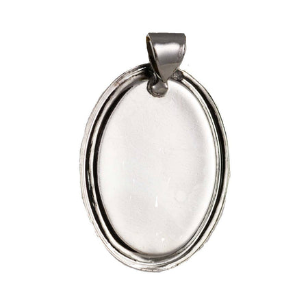 Rolled Edge Silver Oval Setting with Bail 25x18mm (4) stn039B