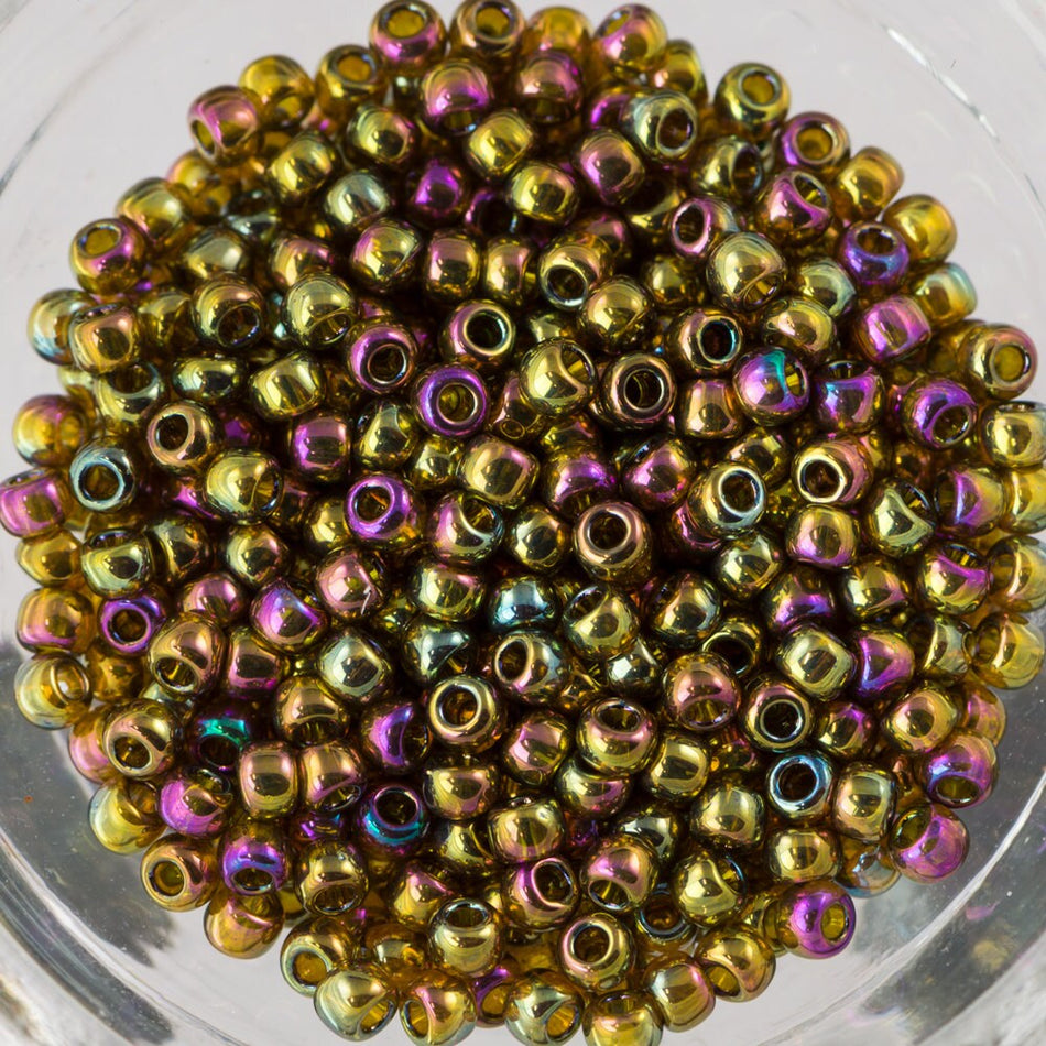 11/0 TOHO ROUND Gold Lustered Dark Topaz Seed Bead (8g)