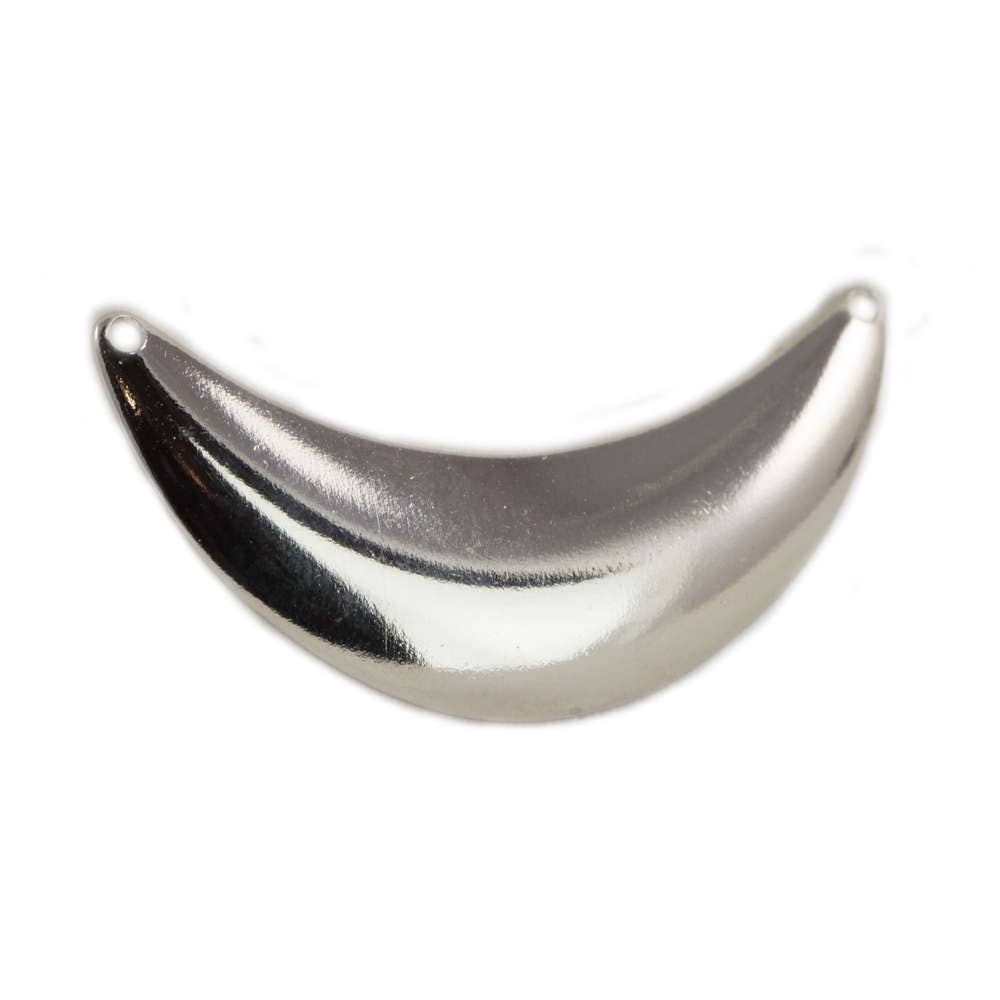 2 Hole Silver Plated Dapped Crescent Pendant Link (4) mtl083F