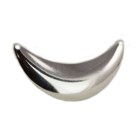 2 Hole Silver Plated Dapped Crescent Pendant Link (4) mtl083F
