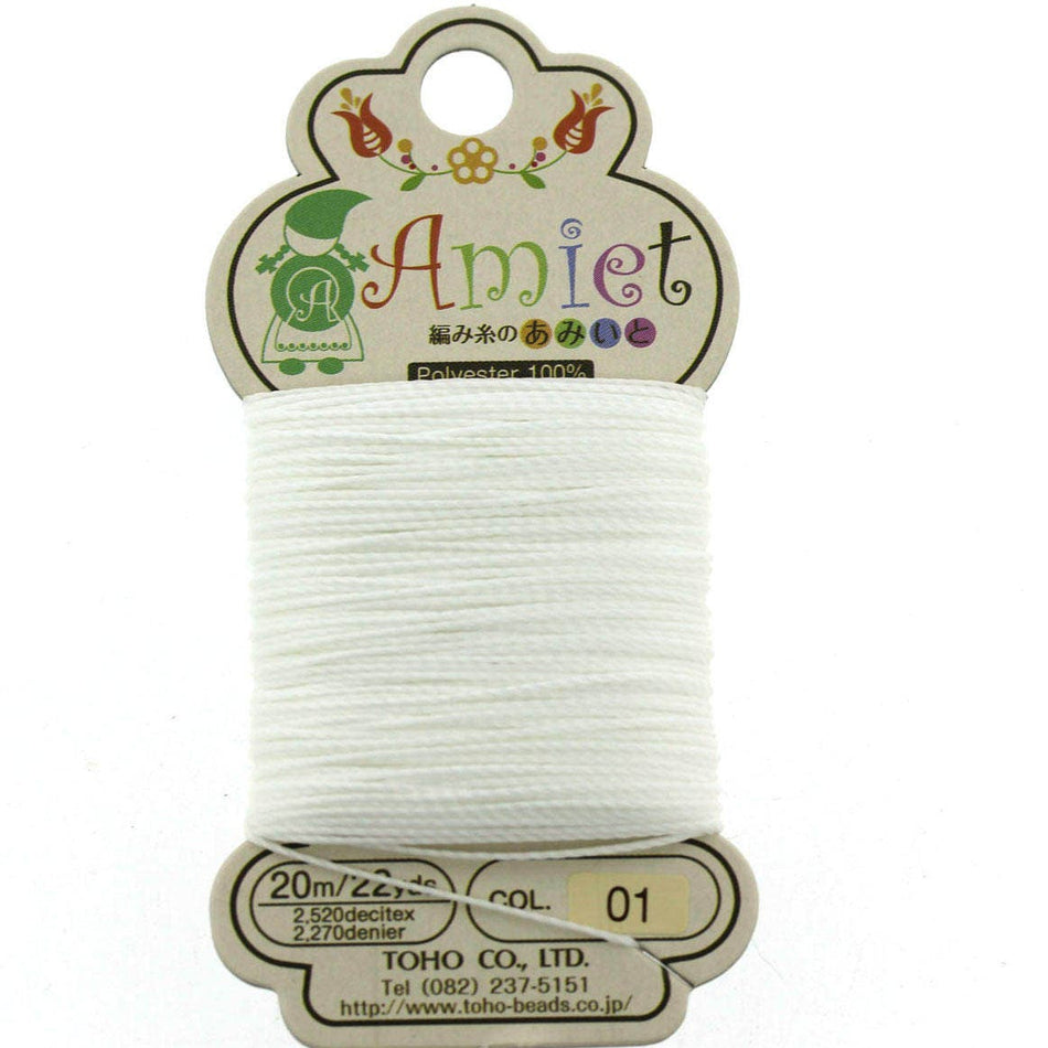 White Toho Amiet Polyester Thread 22yrds/20m
