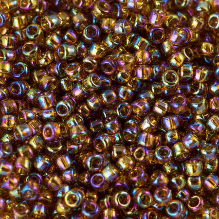 15/0 TOHO ROUND Transparent Rainbow Smoky Topaz Seed Bead (8g)