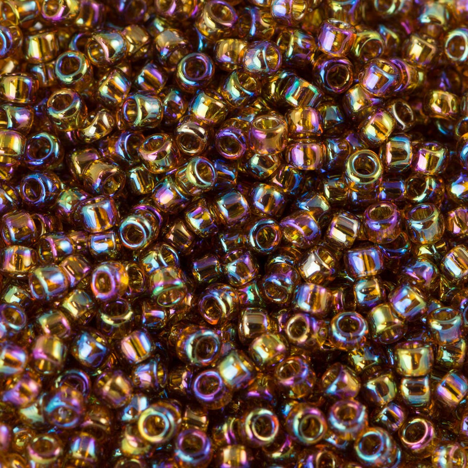 15/0 TOHO ROUND Transparent Rainbow Smoky Topaz Seed Bead (8g)