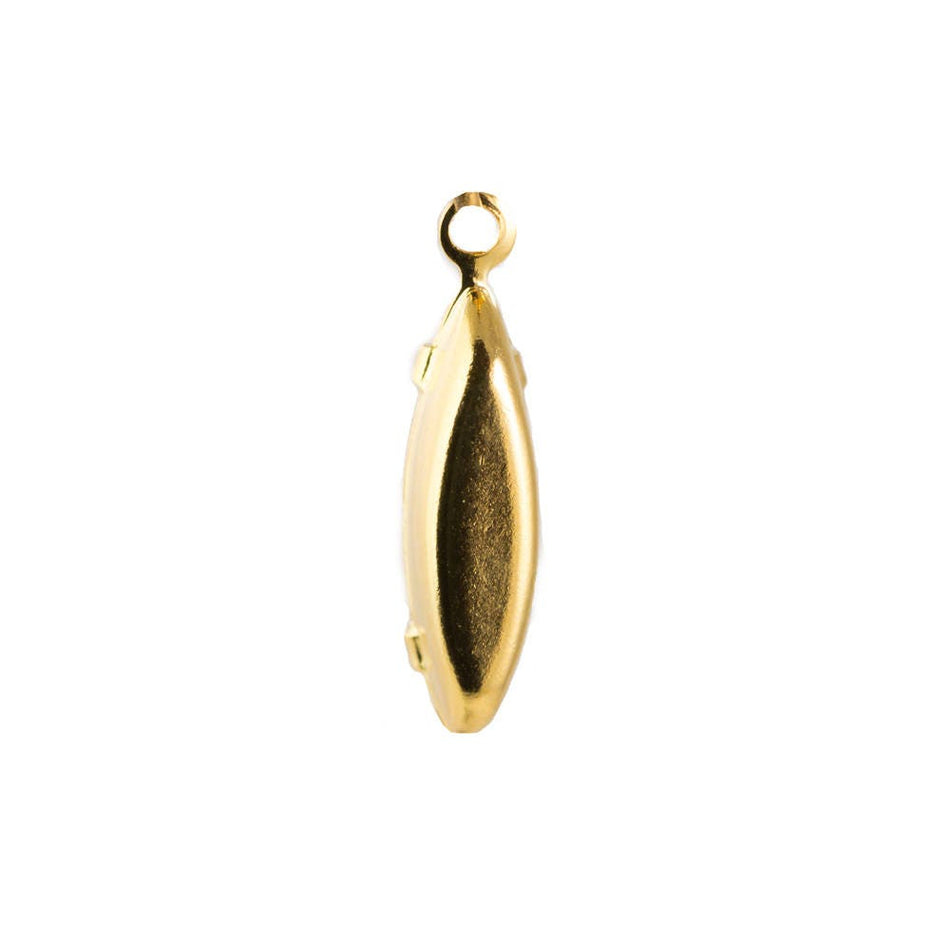 Faceted Aqua Glass Navette Stones Gold 1 Loop Setting 15x4mm (6) nav010R