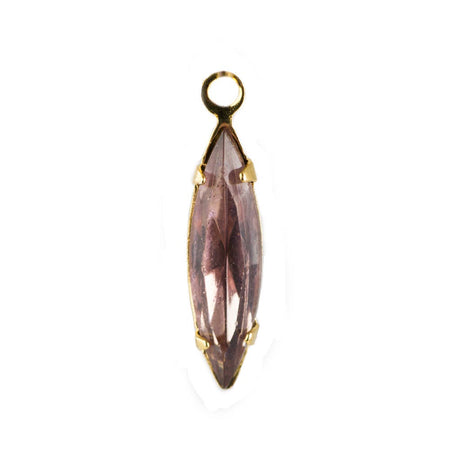 Faceted Light Amethyst Glass Navette Stones Gold 1 Loop Setting 15x4mm (6) nav010Q