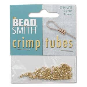 2.00x2.00 Gold Plated Beadsmith Crimp Tubes 100pcs