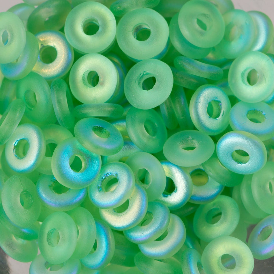 Peridot AB Matte Czech O Bead 3.8x1mm 8.1gm Tube OB2450510-28771-TB
