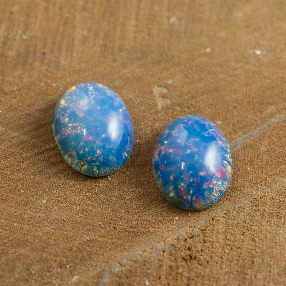 Blue Opal Glass Cabochon 14mm x 10mm (2) cab5004C
