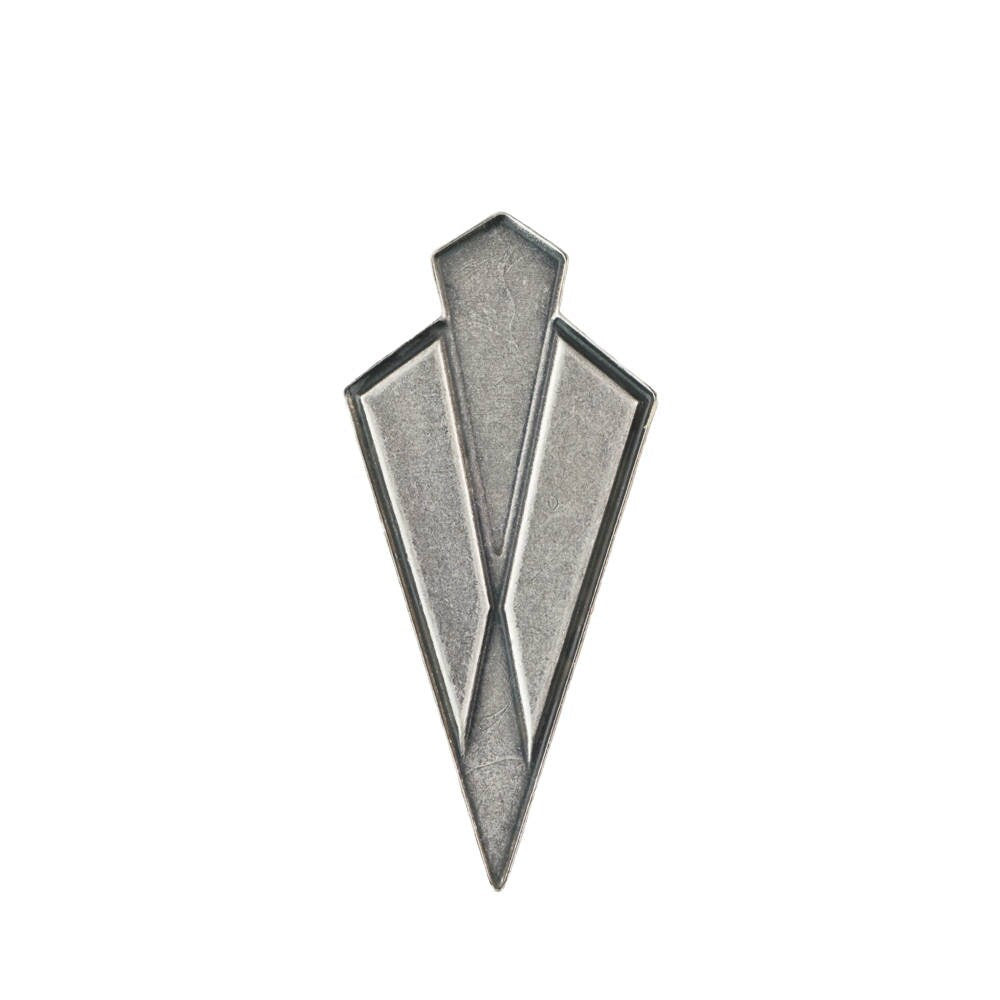 No Hole Sterling Silver Ox Large Layered Deco Pendant 51x24mm (4) mtl509C