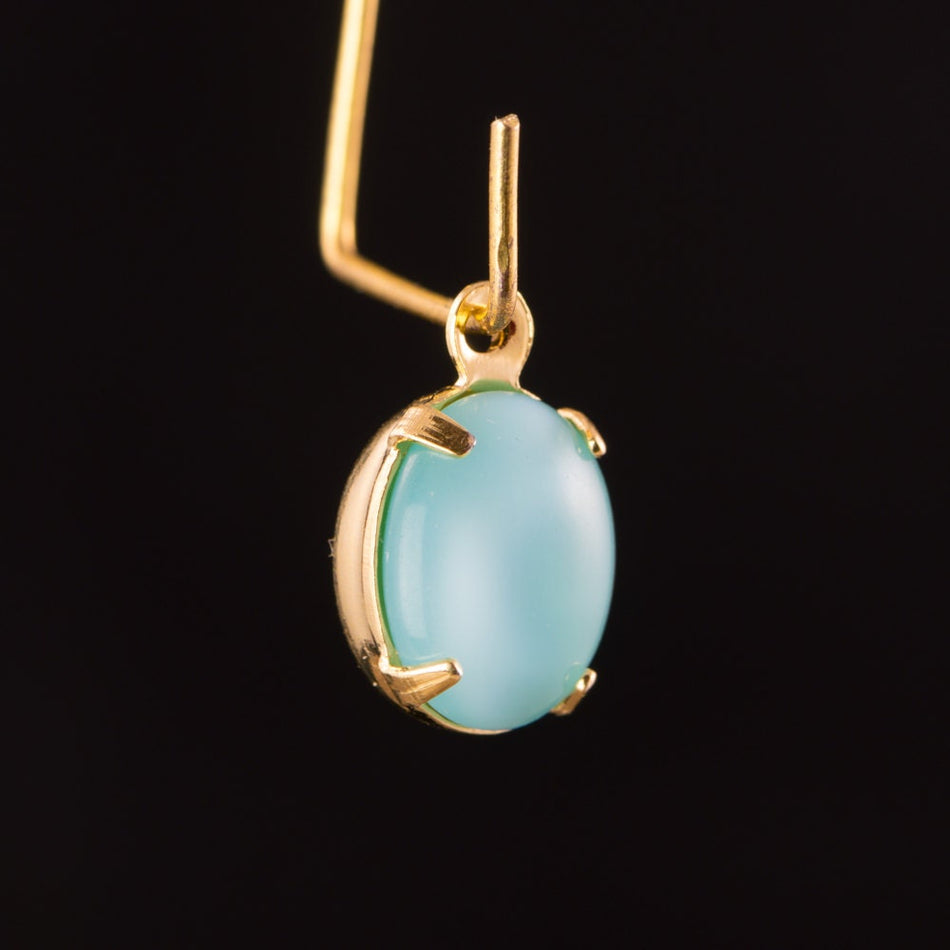Blue Moonglow Oval Stones in 1 Loop Gold Plated Setting 10x8mm (4) ovl018S