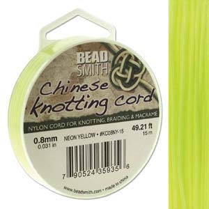 Neon Yellow Chinese Knotting Cord (.8mm/.031in) 15m/16.4yds